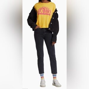 Re/done 90s High-Rise Ankle-Crop Jeans in Stoned Noir Size 31